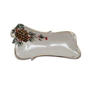 Christmas Pinecone Trinket Dish porcelain / bone china Unbranded 7 x 4 in gold